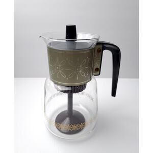 MCM Cory Glass Stovetop Coffee Percolator Pot 4 - 8 Cup DGPL5 Olive Green
